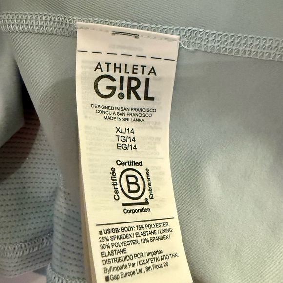 Athleta Girl Chit Chat Sleeveless Tennis Dress Dawn Blue/Green w/Shorts/ Pockets - Picture 10 of 10